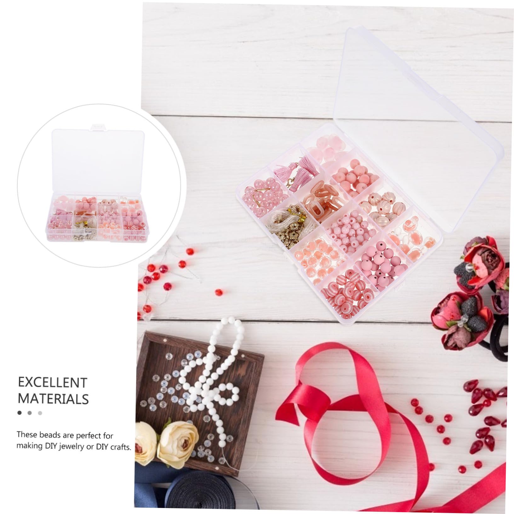 TEHAUX 3 Sätze DIY zubehör bastelsets für schmuck herstellen bead set Schmuck Zubehör Set kunststoffperlen Perlenset Schmuck Armband Herstellung von Perlen DIY-Perlen Plastik Rosa