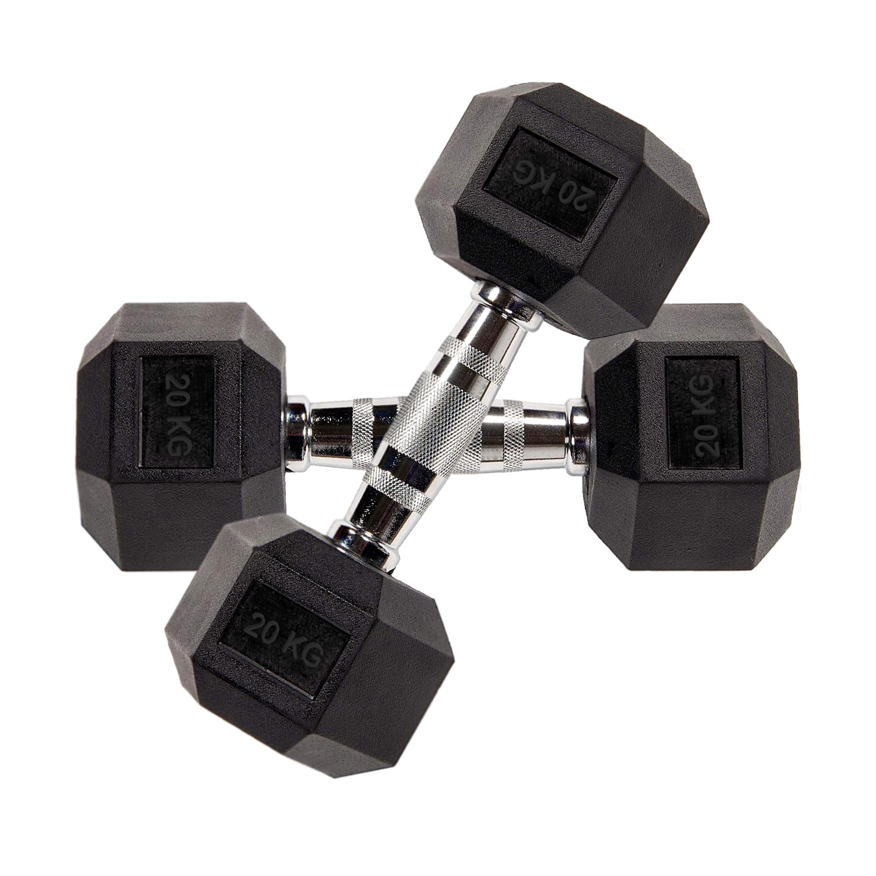 Hex Dumbbells Pair 2.5kg to 60kg Anti-Roll Design Rubber Coated Free Weights Dumbbell Set for Home Gym Strength Training Muscle Toning & Weightlifting