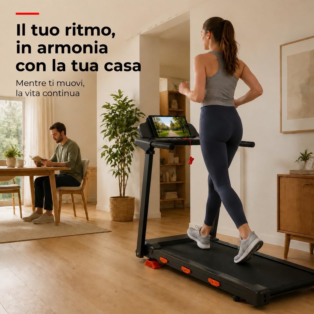 Tapis Roulant Salvaspazio con Inclinazione 15%, Tapis Roulant Elettrico Pieghevole per Casa, Walking Pad Pieghevole 12km/h, Motore Silenzioso 3.0HP, Display LED, Portata 159 kg