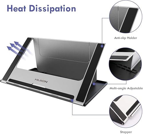 Miniatura 3 de HUION Soporte ajustable multiángulo portátil de escritorio para monitor de dibujo gráfico de 10-15.6 pulgadas, pantalla de bolígrafo, adecuado para