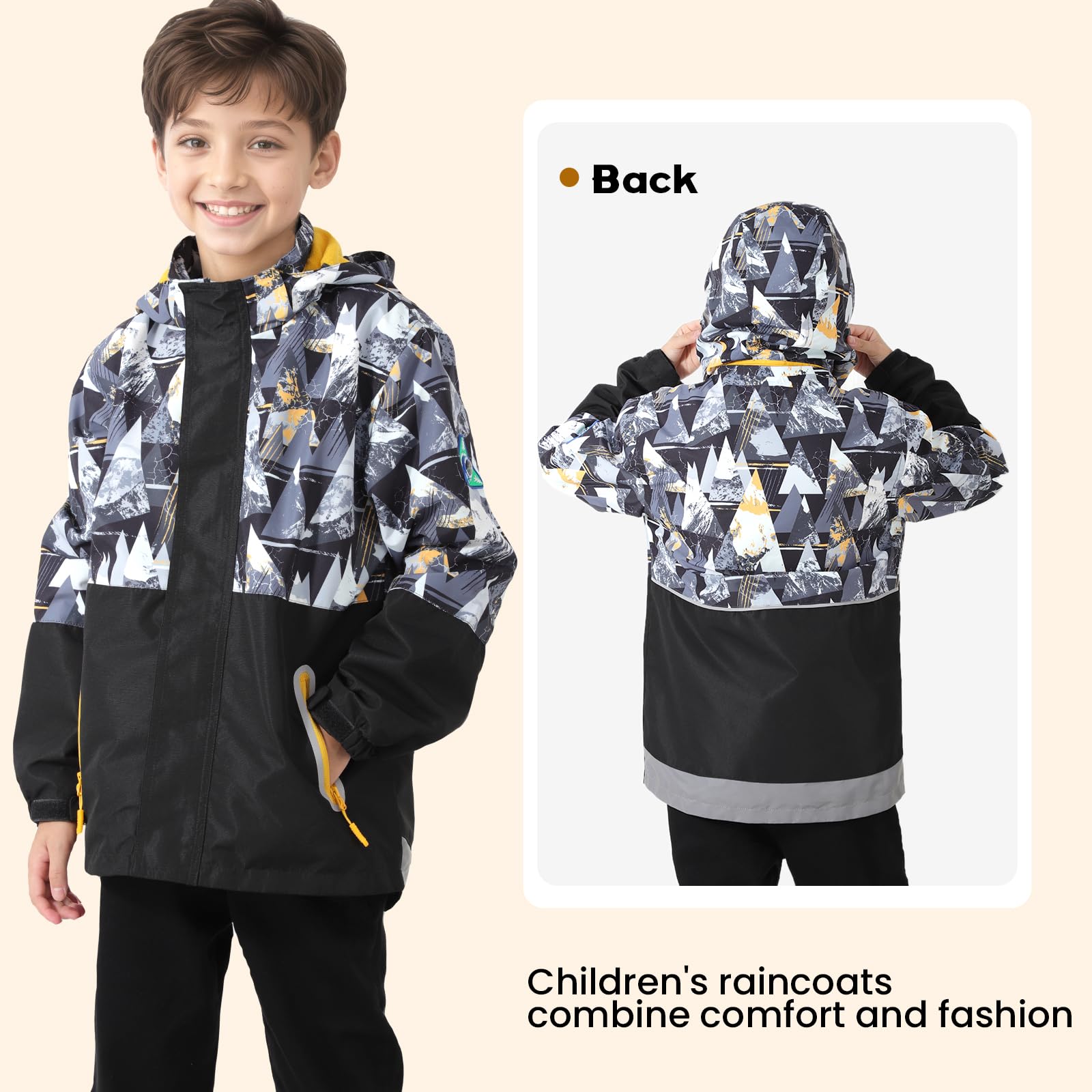 Veste Soft Shell imperméable coupe-vent garçons avec capuche automne hiver