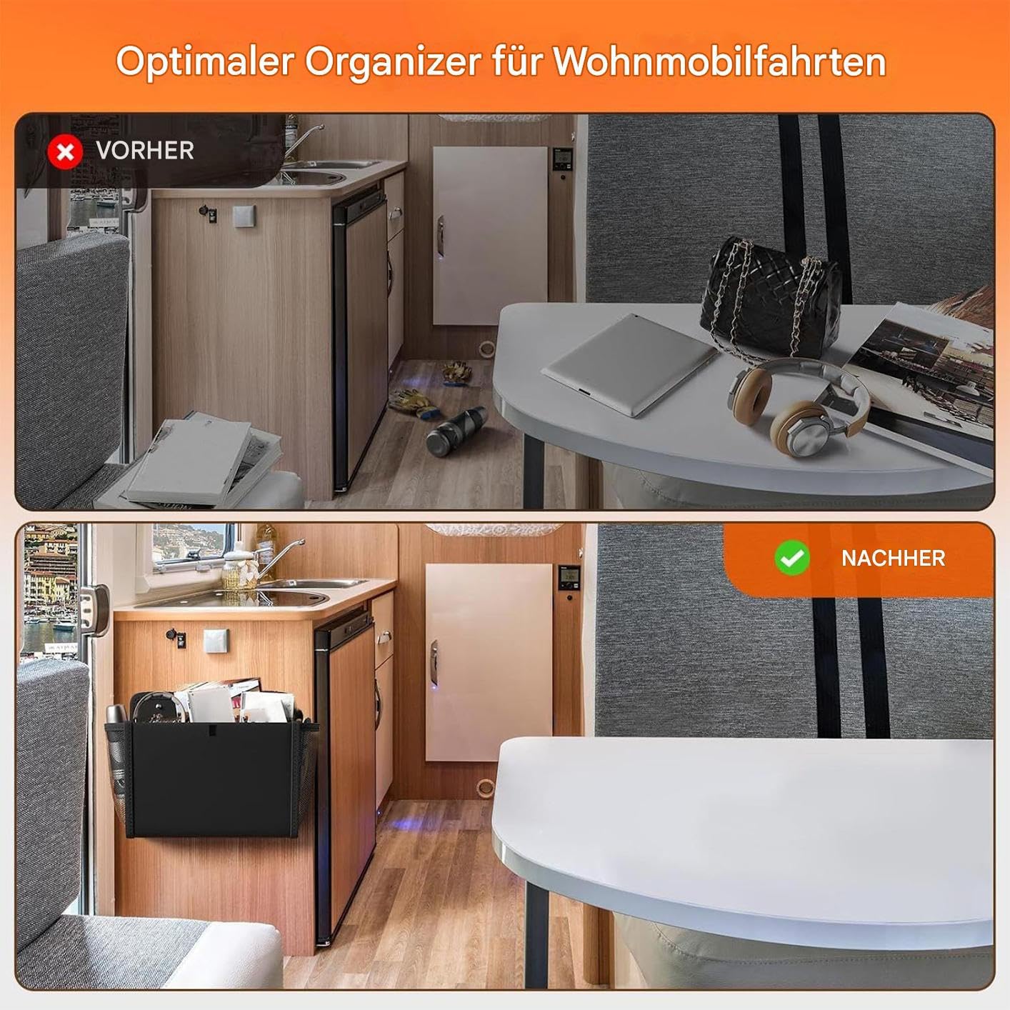 Organizer da parete Scaffali A Sacco Sospesi Da Porta Con Multi Tasche | Set da 2 Pezzi Organizzatore Scarpe Appendibile a Parete Per La Casa, , Il Camper, Roulotte, Il Campeggio, Motorhome