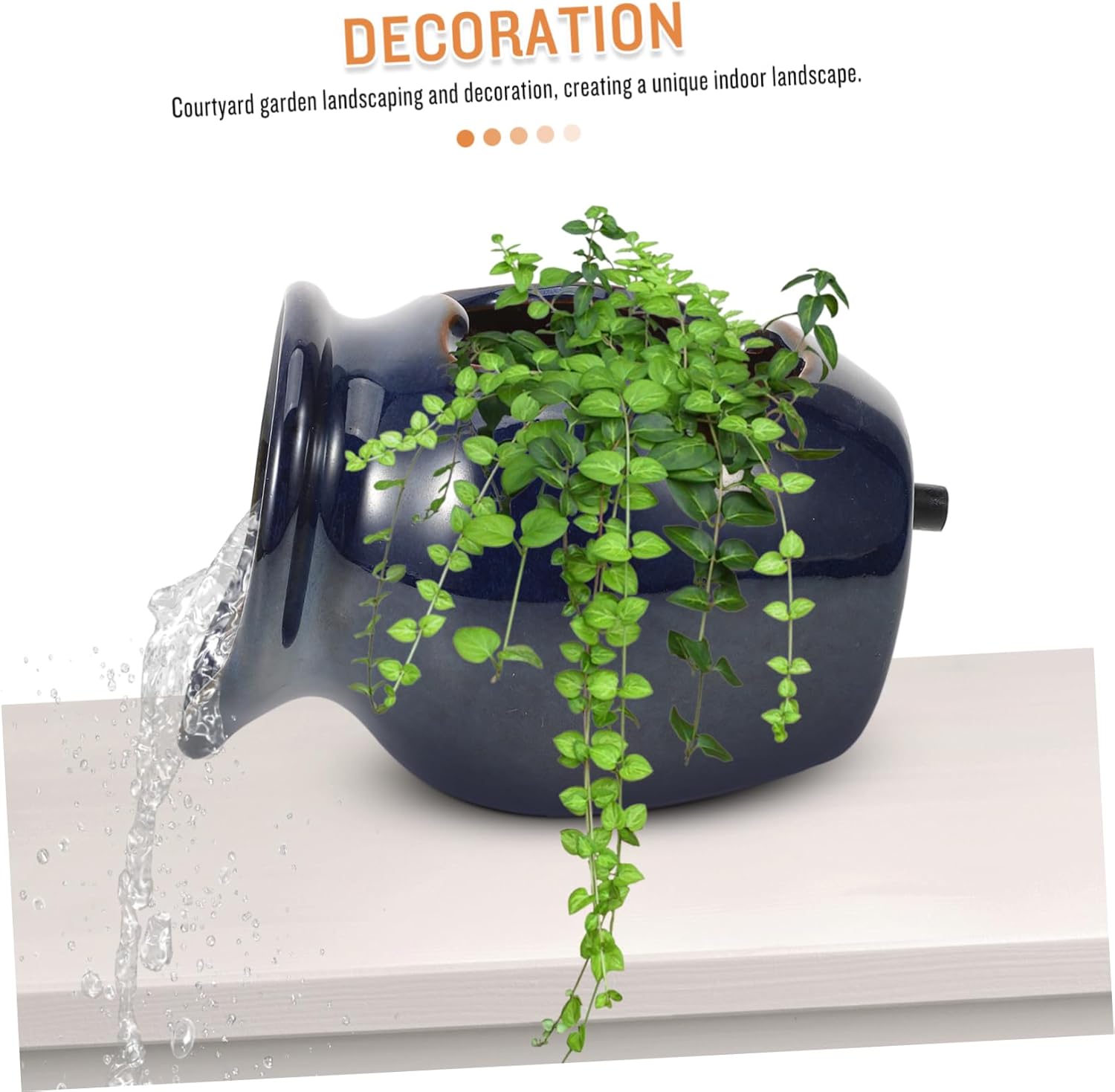 BESTonZON Decorative Landscape Waterfall Fountain Ceramic Jar Indoor Outdoor Use Garden Decor