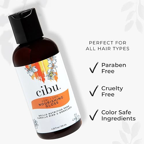 Miniatura 2 de CIBU Curl + Coil Nourishing Gloss - Suero capilar de proteína de arroz para encrespamiento y cabello rizado, brillo ligero para mayor humedad
