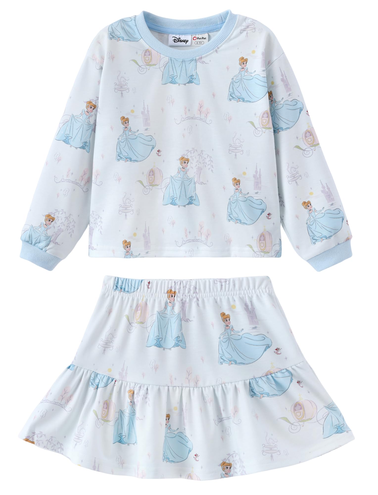 Disney Girls' 2-Piece Outfit Sweatshirt Top &amp; Pleated Skirt Set 2-9Y