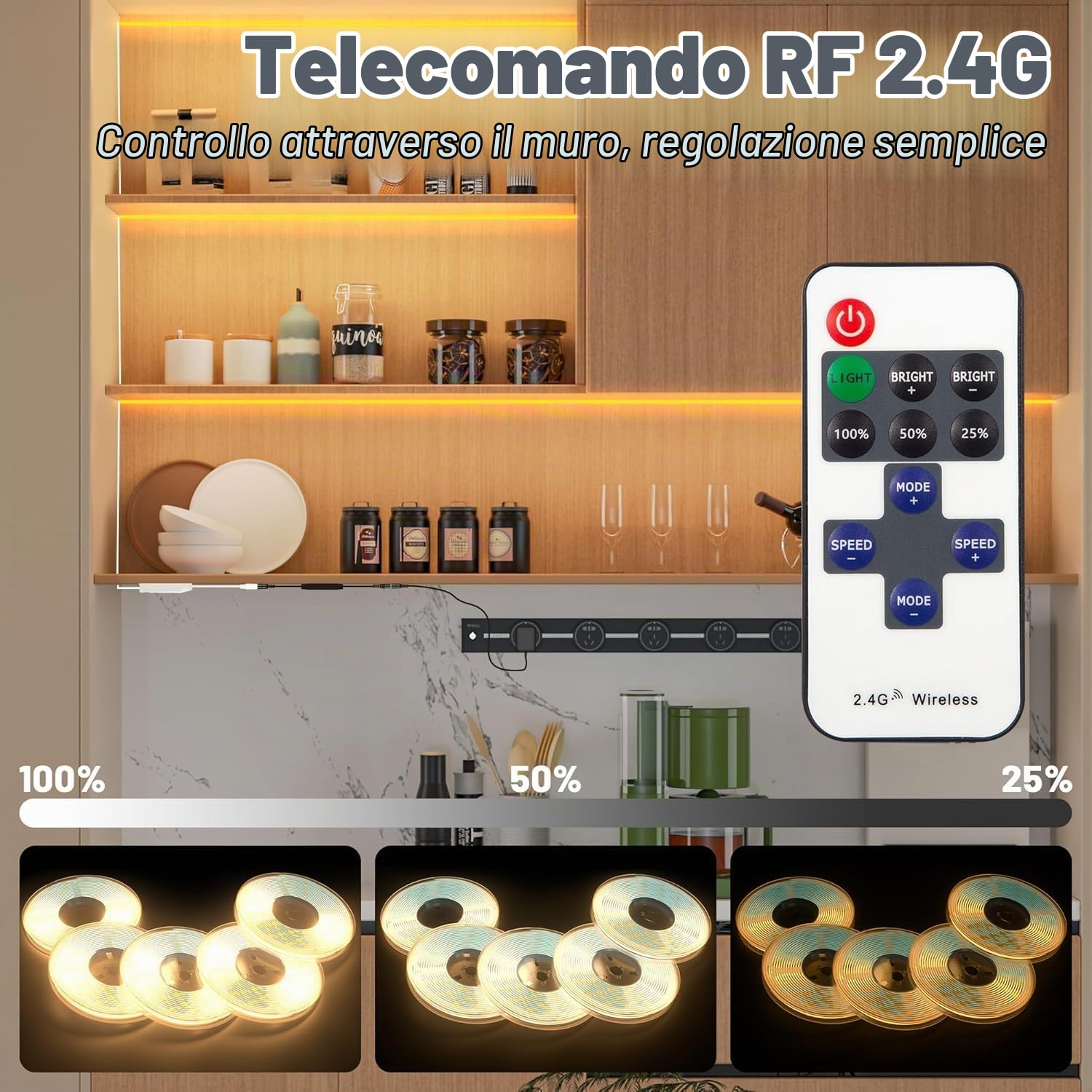 Lichaser Striscia LED COB per Pannelli Acustici, 6 Rotoli WiFi COB Striscia LED Luce Calda Parallela e Compatibile con Alexa, Strip Light 12V per Pannelli Acustici, Cucina Sottopensile, Armadio (2M)