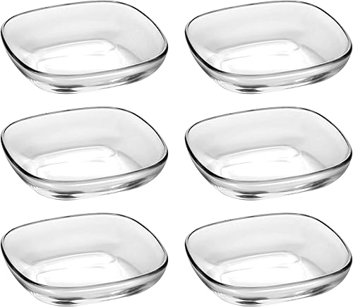Barski - Europeo - Vidrio - Postre - Cuadrado - Plato - Diseño Artístico - 5.5" Diámetro - Juego de 6 - Hecho en Europa