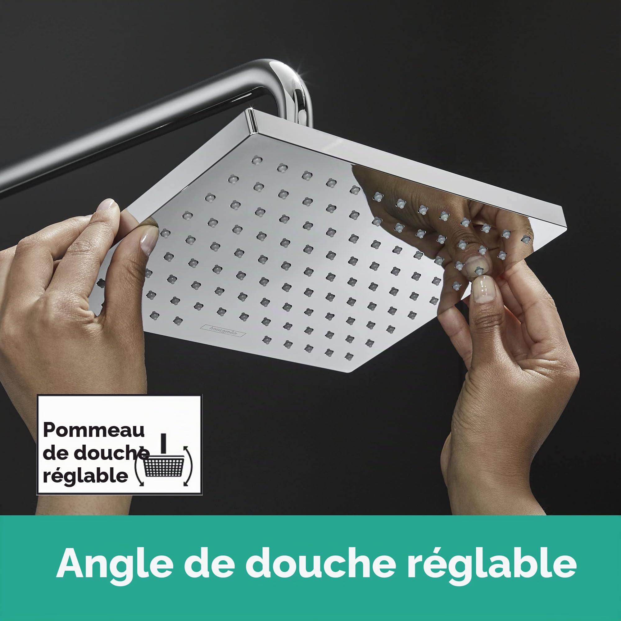 hansgrohe colonne de douche Vernis Shape, avec mitigeur thermostatique de baignoire, douche de tête 230 x 170 mm avec 1 jet, chromé, 26284000