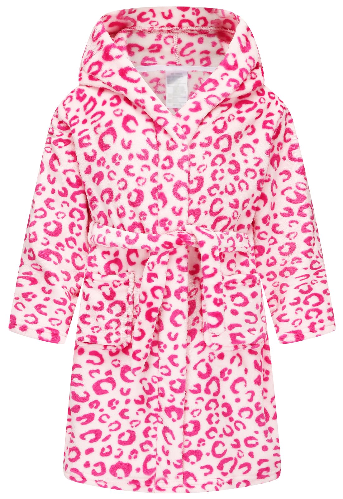 Girls Fleece Hooded Robes, Warm Printed Bath Robe for Kids Soft Fuzzy Bathrobe for Gifts