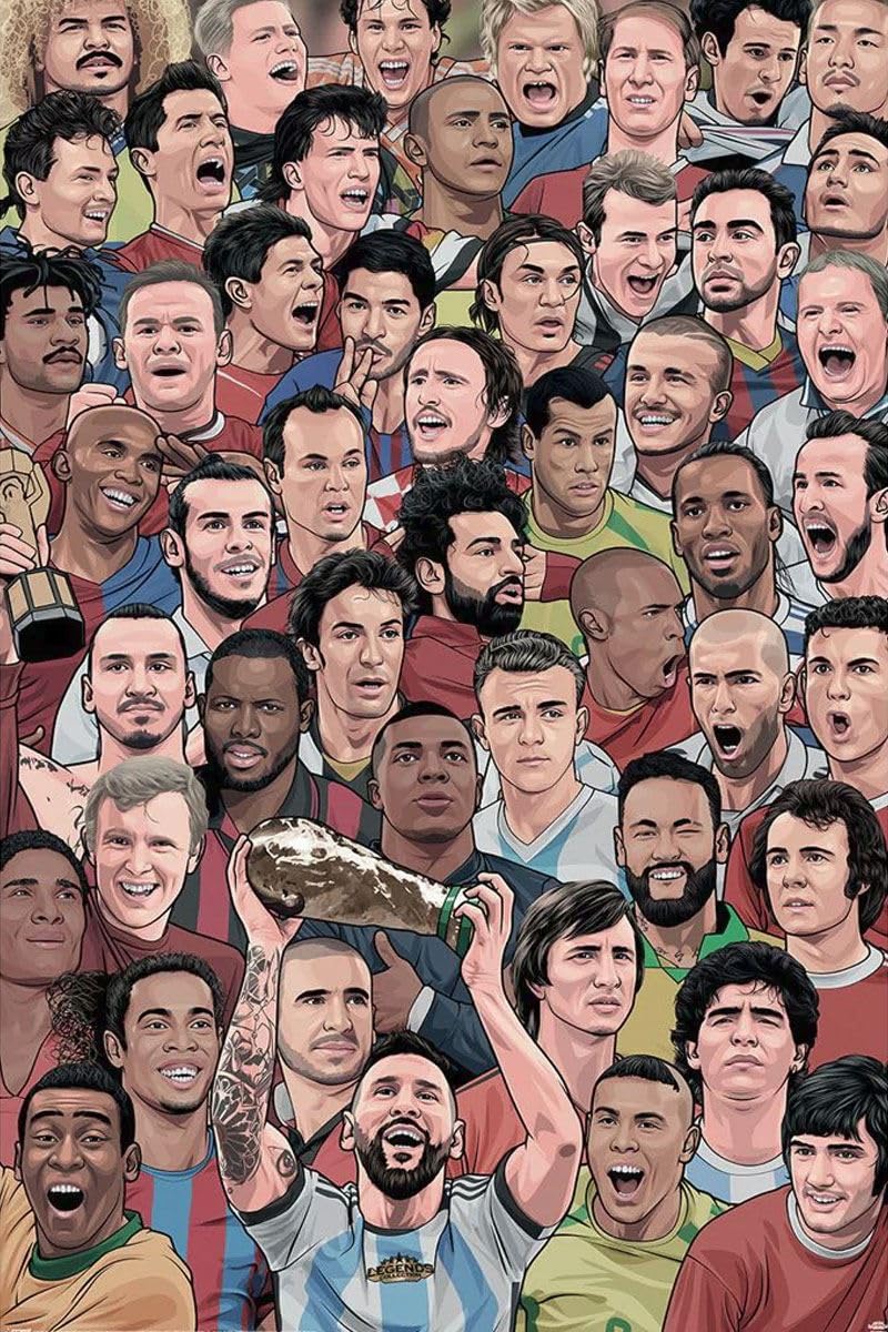 Grindstore Multicolour Legends Football's Greatest Maxi Poster - Laminated Large Wall Art Print, Wall Decor, Home Office Classroom Decoration, Gift Idea, Decorative Print 91.5X61cm