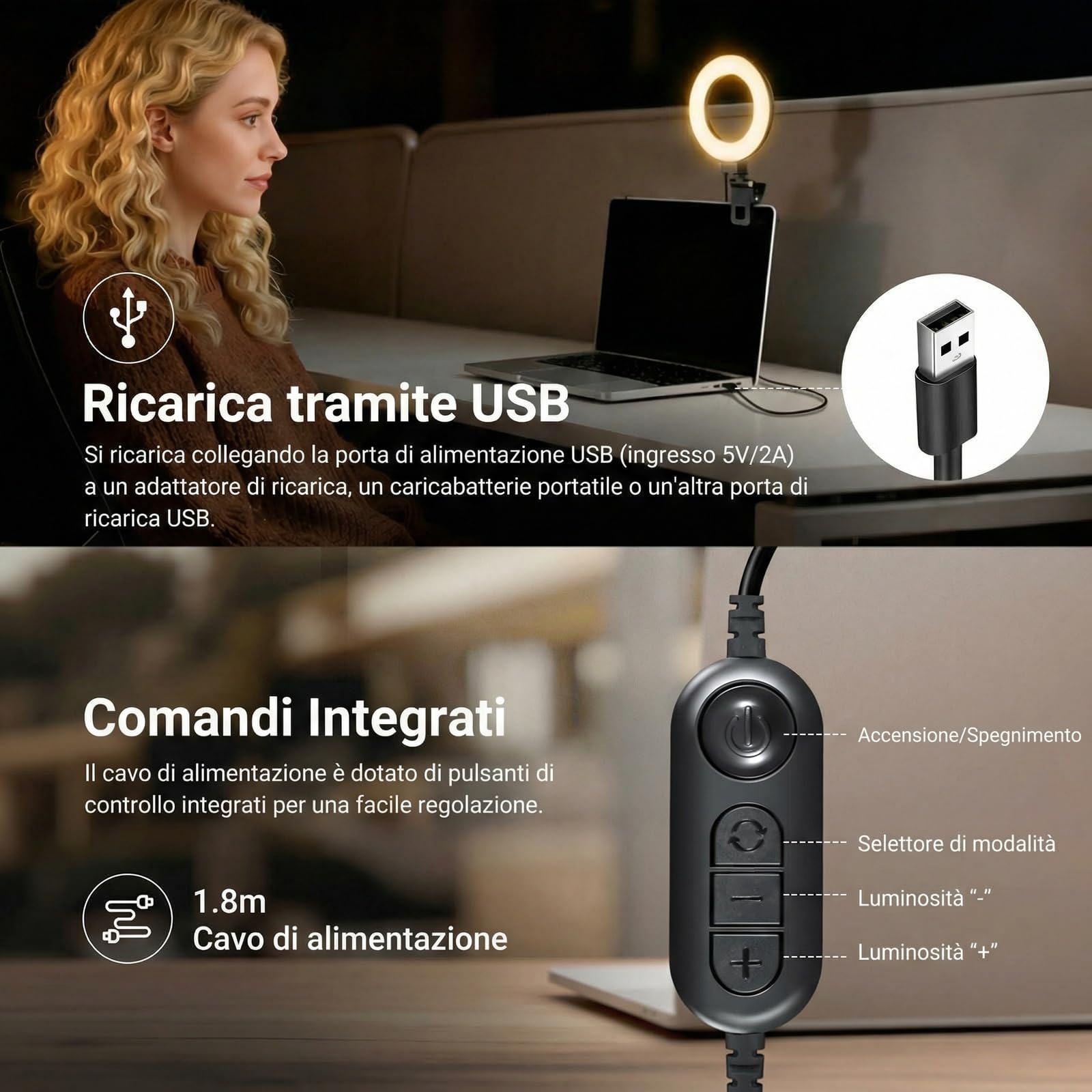NEEWER BASICS BR60 5" Ring Light Clip-on Lamp 10W 3000K-6000K Dimmerable for Laptop Computer Monitor Video Conference