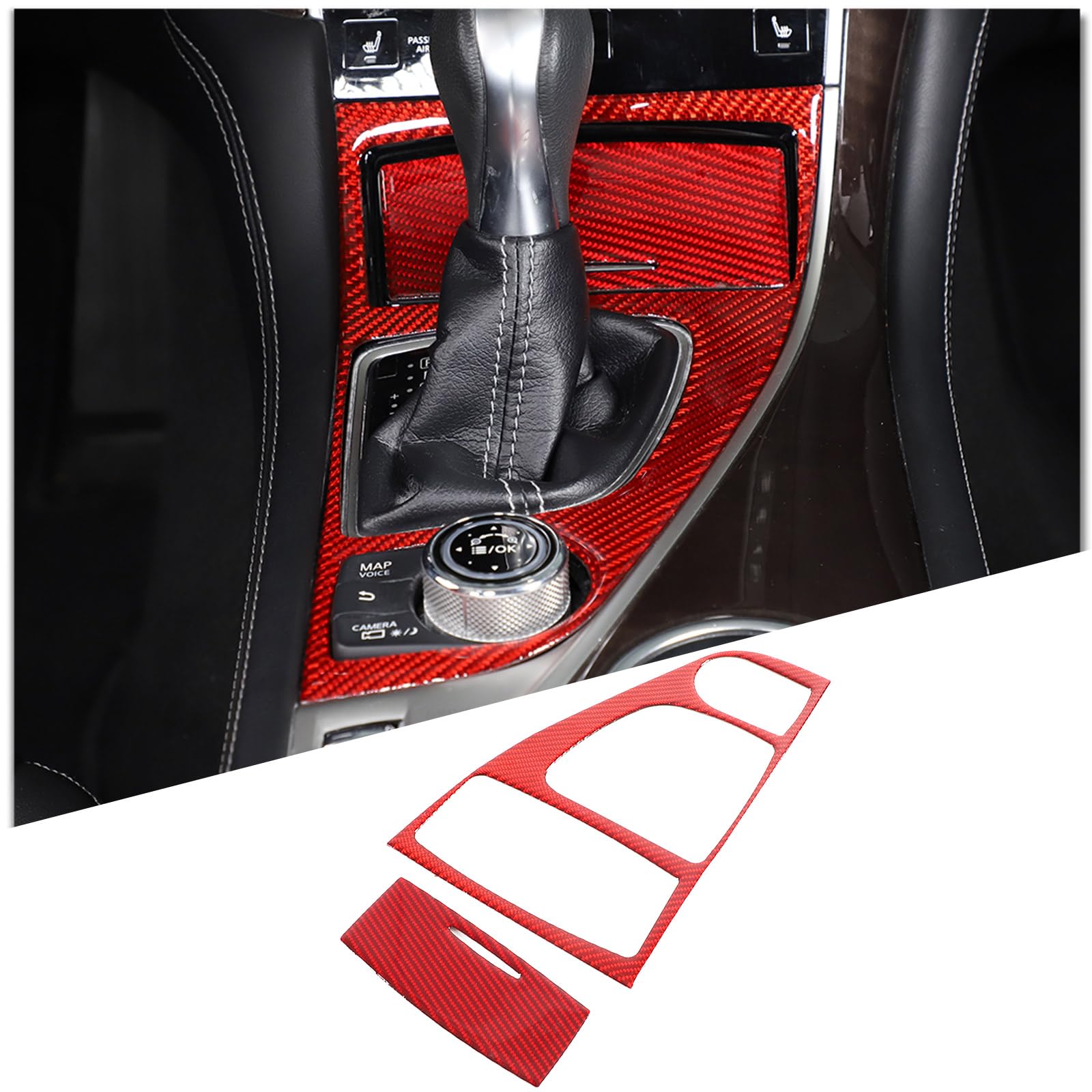 Aotumcer Shift Knobs Gear Shift Box Frame Cover Trim Sticker Compatible with 2015 2016 2017 2018 2019 2020 2021 2022 Infiniti Q50L Car Interior Accessories