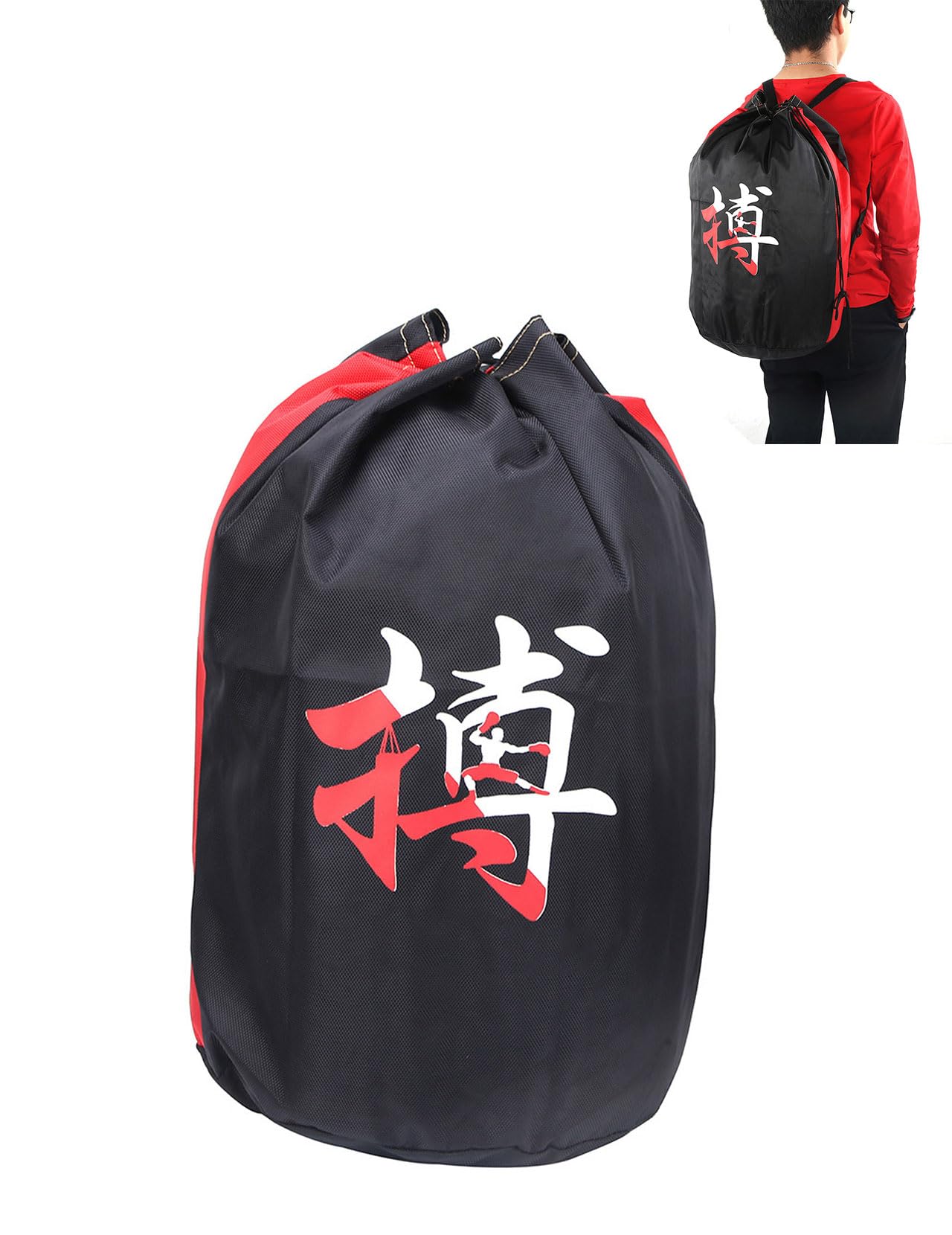 Bolsa De Taekwondo, 20.5x16.9 Pulgadas Bolsa De Lona Deportiva Protectores Mochila De Almacenamiento Gimnasio Bolsa De Cuerda Deportiva para Taekwondo Boxeo(Personaje Chino)