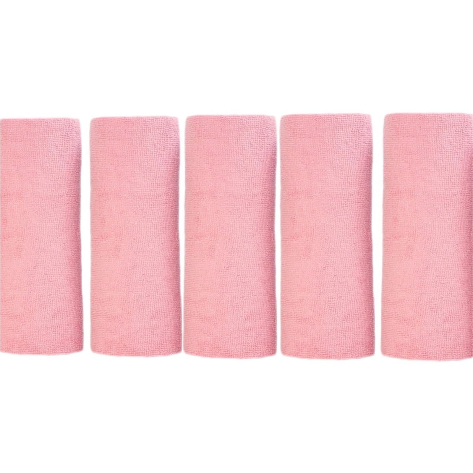 Reusable Microfiber Cleaning Wipes - 20 Sheets Kitchen Cloth Roll for Household Use 5pcs Pink