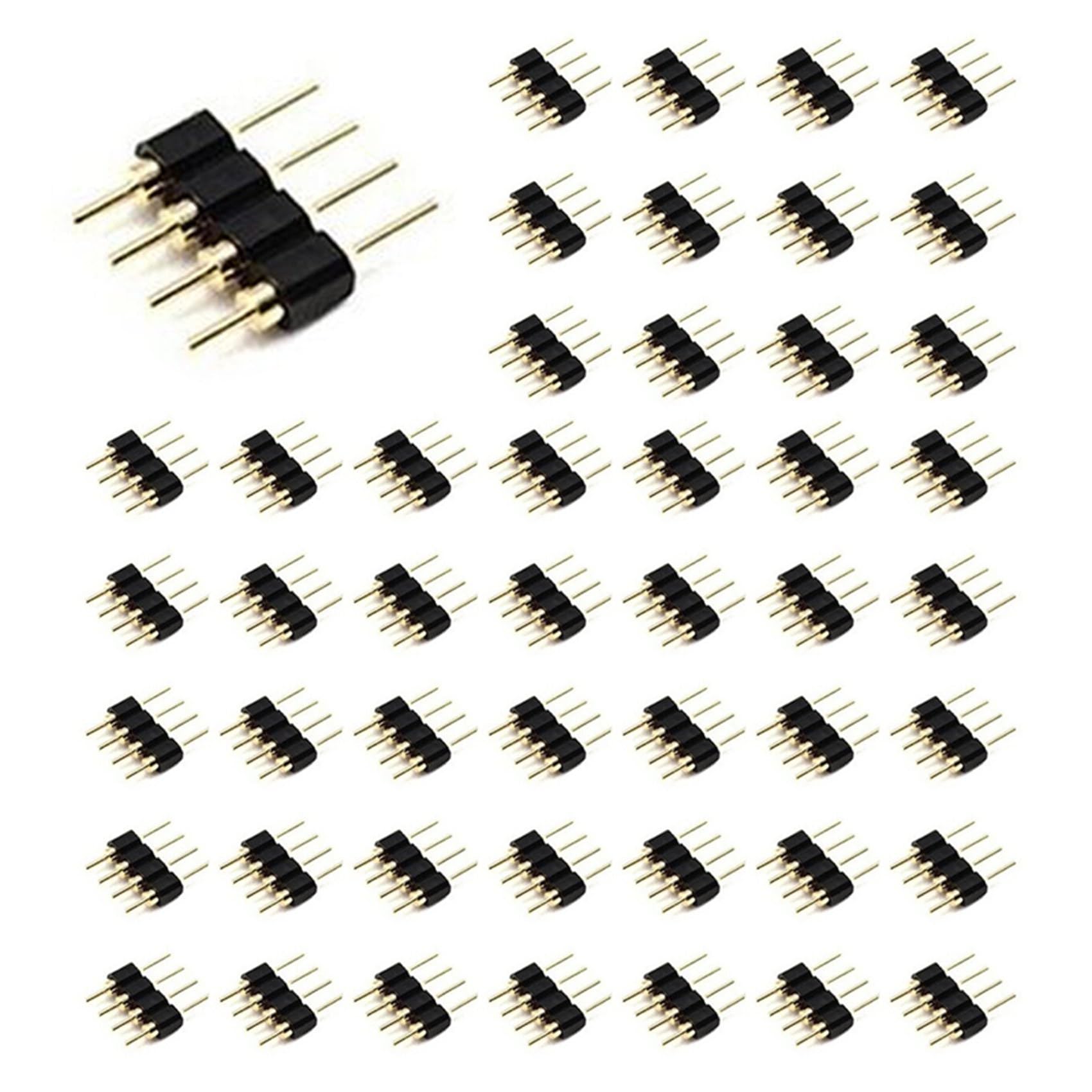 Jnchdghwa Men's Black 200Pcs 4 Pin Rgb Led Strip Plug Adapter Connector For 3528 5050 Strip Light