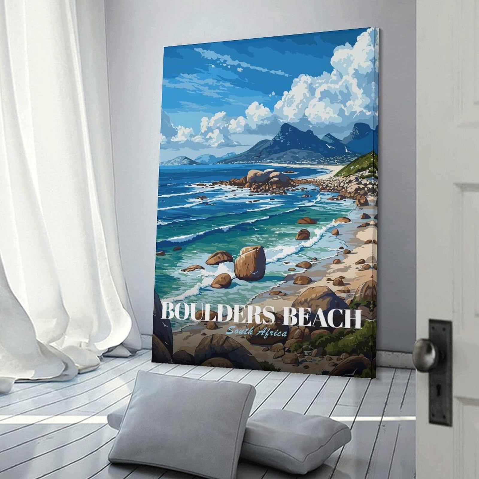Junmoney Frame-Style-22 Boulders Beach South Africa Canvas Wall Art 20X30inch(50X75cm), For Office Decor, Home Working Or Creative Rooms, Wall Art That Adds Style To Work Areas
