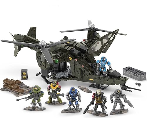 MEGA Halo UNSC Falcon Sweep - Conjunto de construcción de equipo noble para niños