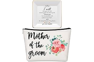 Mother of the Bride Groom Wedding Gift Set with Makeup Bag and Jewelry Tray