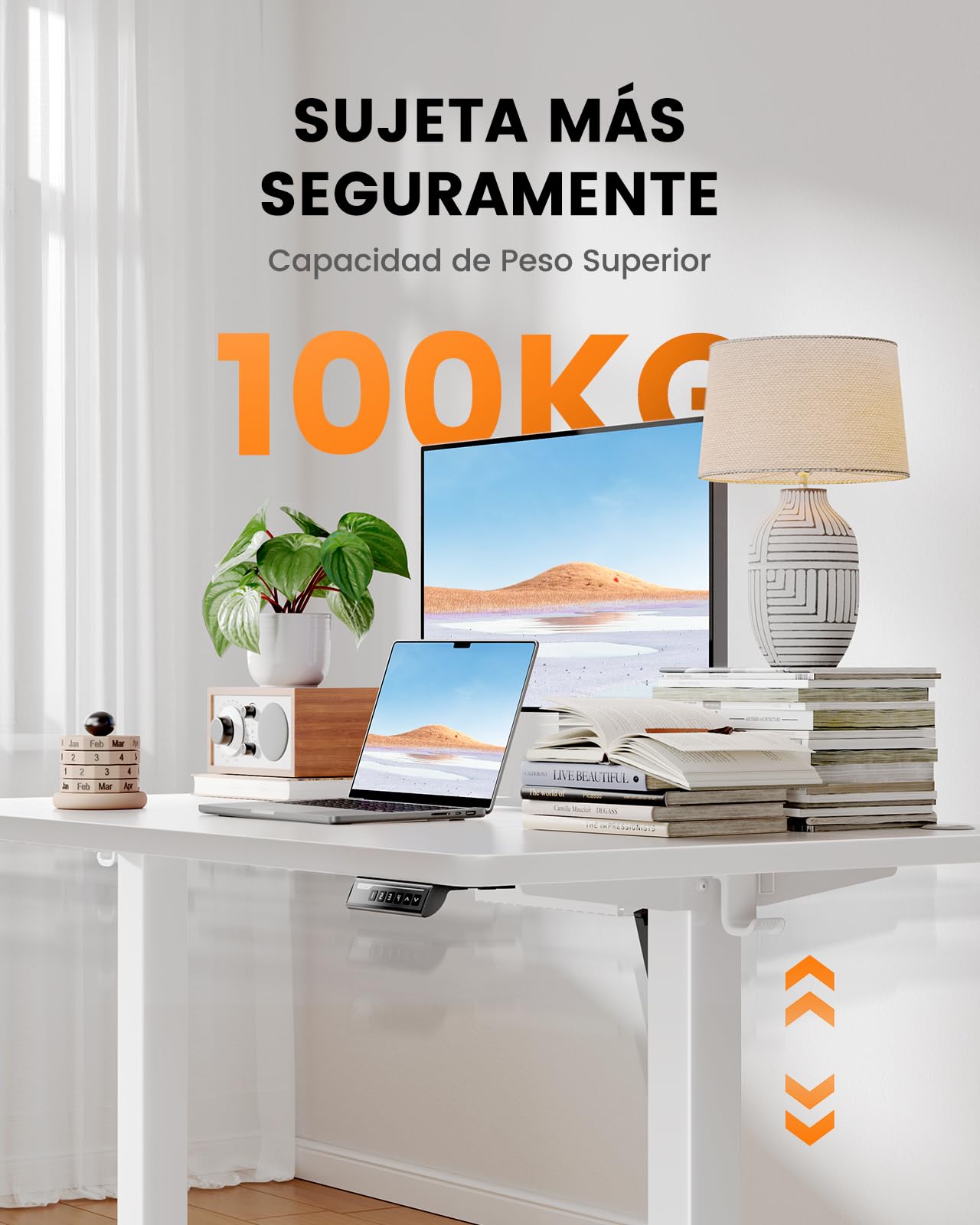 ErGear Escritorio Eléctrico en altura120x80cm,100KG de Capacidad de Carga Escritorio Ajustable con avanzado Motor sin escobillas,Robusto armazón metálico,Tablero de Cuatro Partes