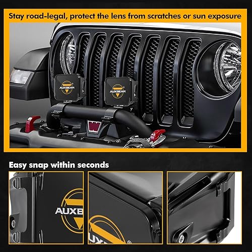 Miniatura 6 de Auxbeam Cápsulas de luz LED de 3 pulgadas y 40 W con cubiertas de luz negra, barra de luz LED cuadrada fuera de carretera, luces de conducción,