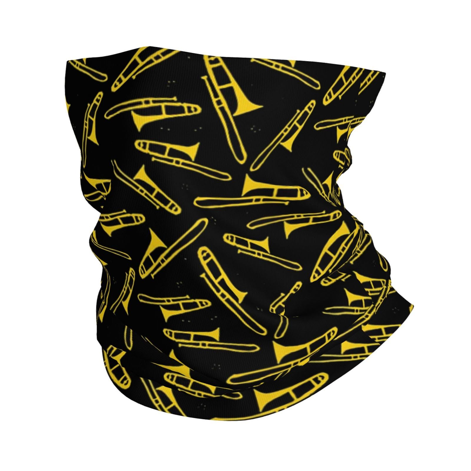 Lfeartesa Unisex As Picture Black And Yellow Trombone,Bandana Neck Gaiters Multifunctional Headwear Scarf Face Shield Headband Neck Warmer Tube