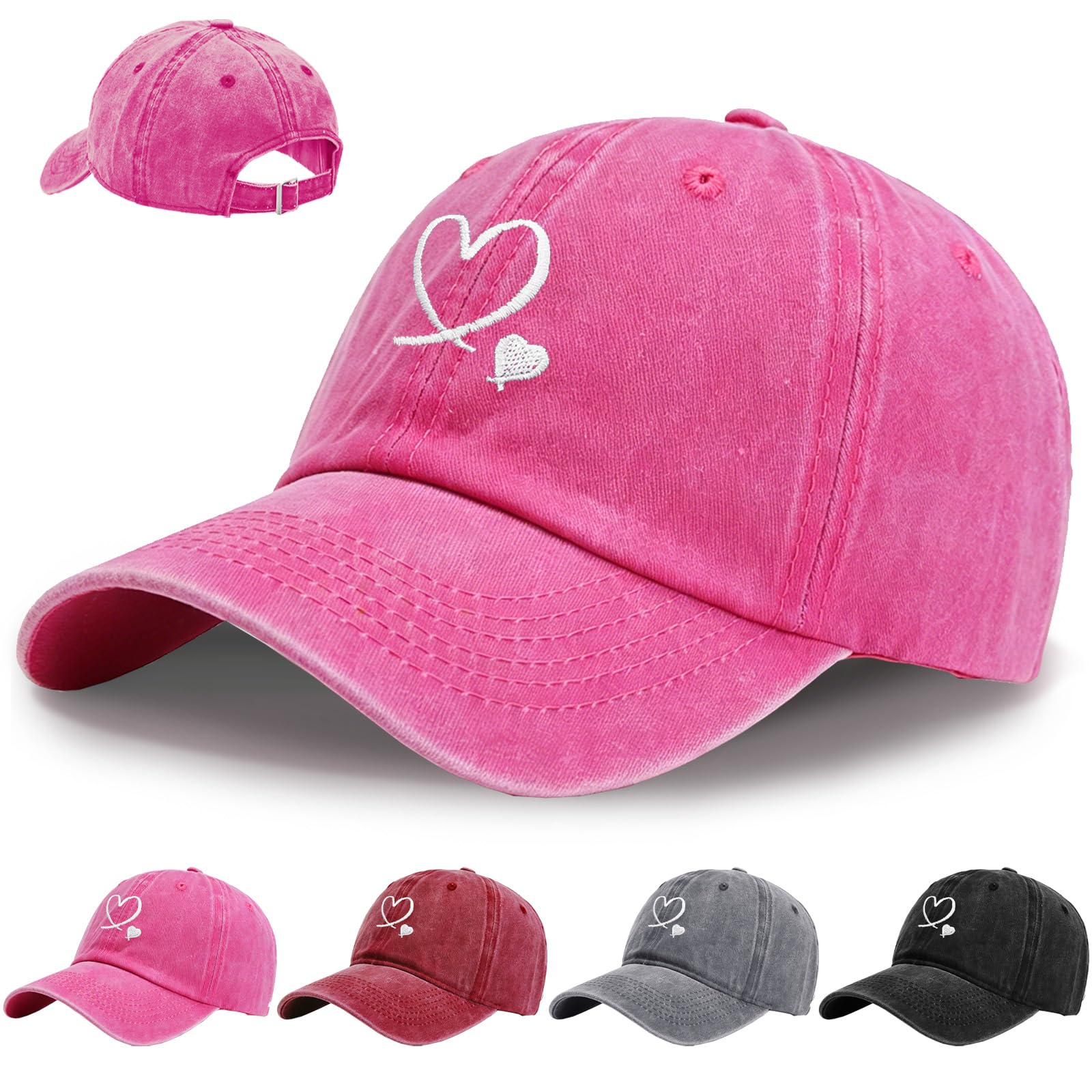 Gorra de béisbol con bordado de corazón, unisex, ajustable, de algodón — view 10