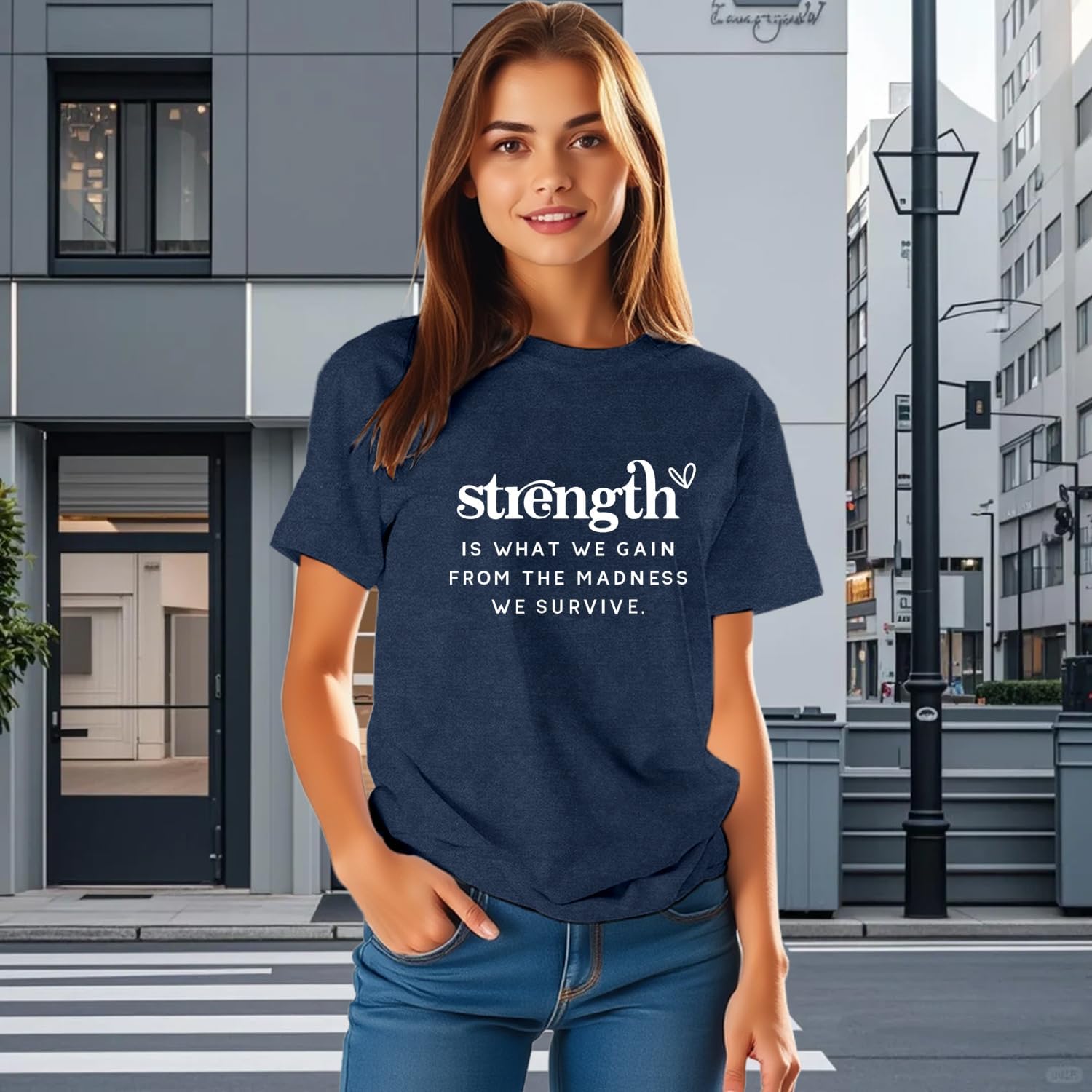 Inspirational Tshirts for Women Positive T-Shirts Casual Strength Vibe Tee Tops - Image 4