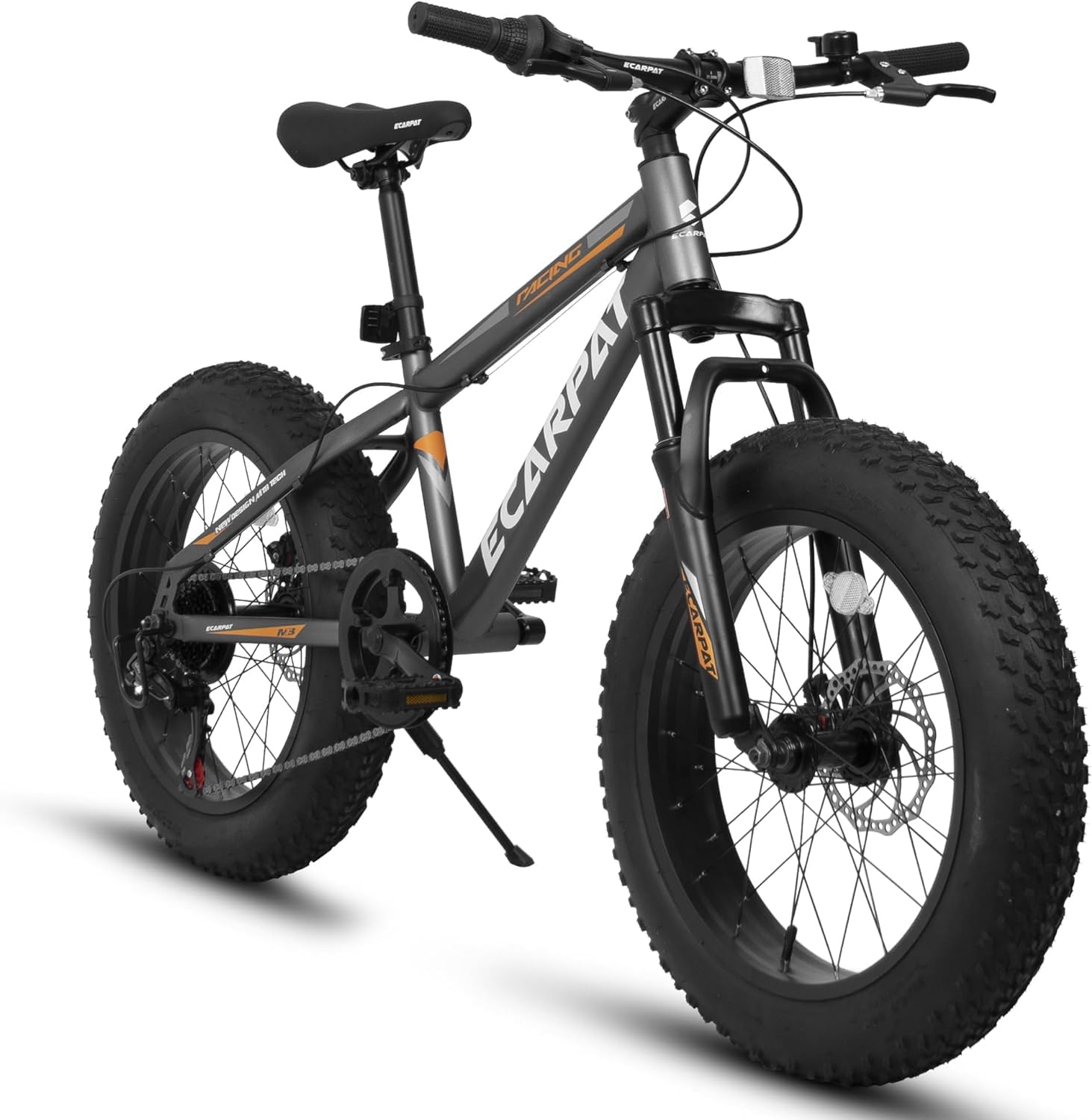 Ecarpat 20 24 26 Inch Mountain Bike, 20 inch 7 Speeds Steel Kids Fat Tire Mountain Bike, 24 26 inch Aluminum Frame Boys Bike, Front Suspension Dual Disc Brake Teens Sport Bikes for Kids Boys Girls