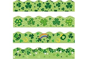 AnyDesign 65 Feet St Patricks Day Bulletin Board Borders Clover Rolled Border...