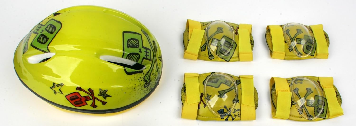 Taotao Child Helmet and Pads Combo Pack Yellow Skull