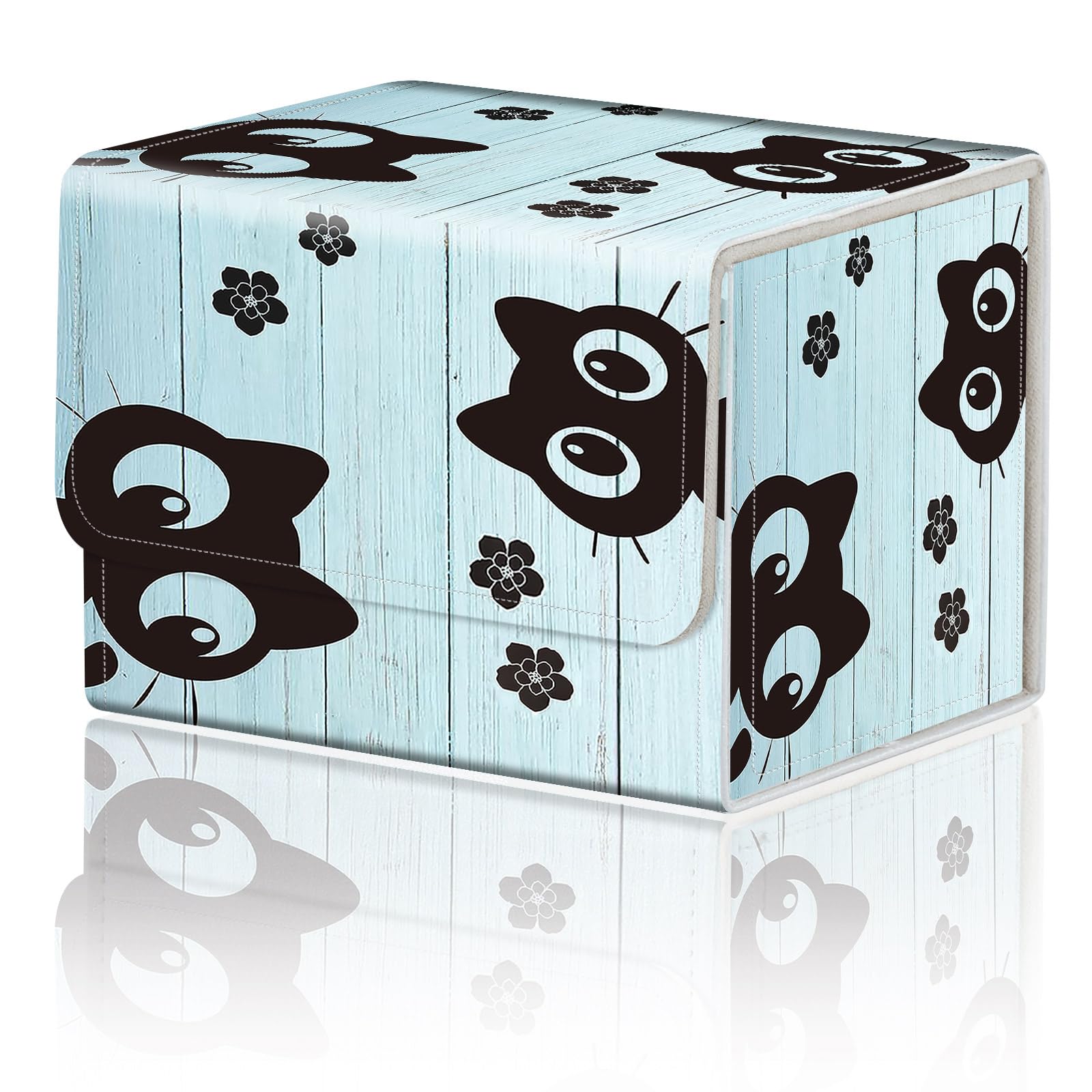 Card Game Storage Box TCG Deck Box MTG Card Box Organizer Trading Card Case Commander Deck Box TCG Card Storage Box Magnetic Closure Creative Pattern Up to 200 Cards (Wooden Cat, 1 pack) — image 1