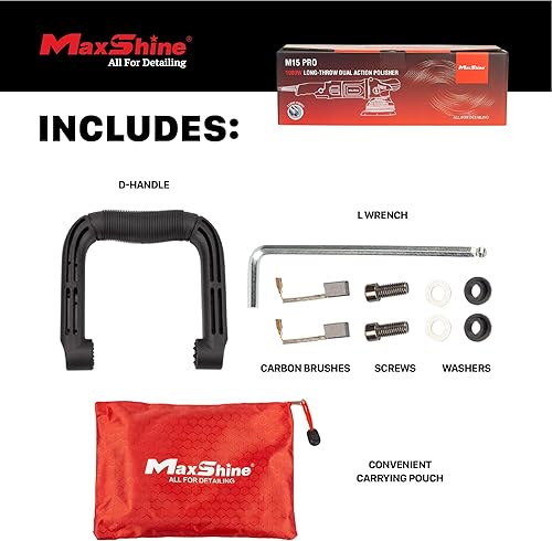 Miniatura 3 de Maxshine M15 Pro Dual Action Polisher – 15 mm Long Throw, 1000 W Power, 5″ Backing Plate, Variable Speed 2,500–5,000 OPM, Low Vibration Ergonomic –