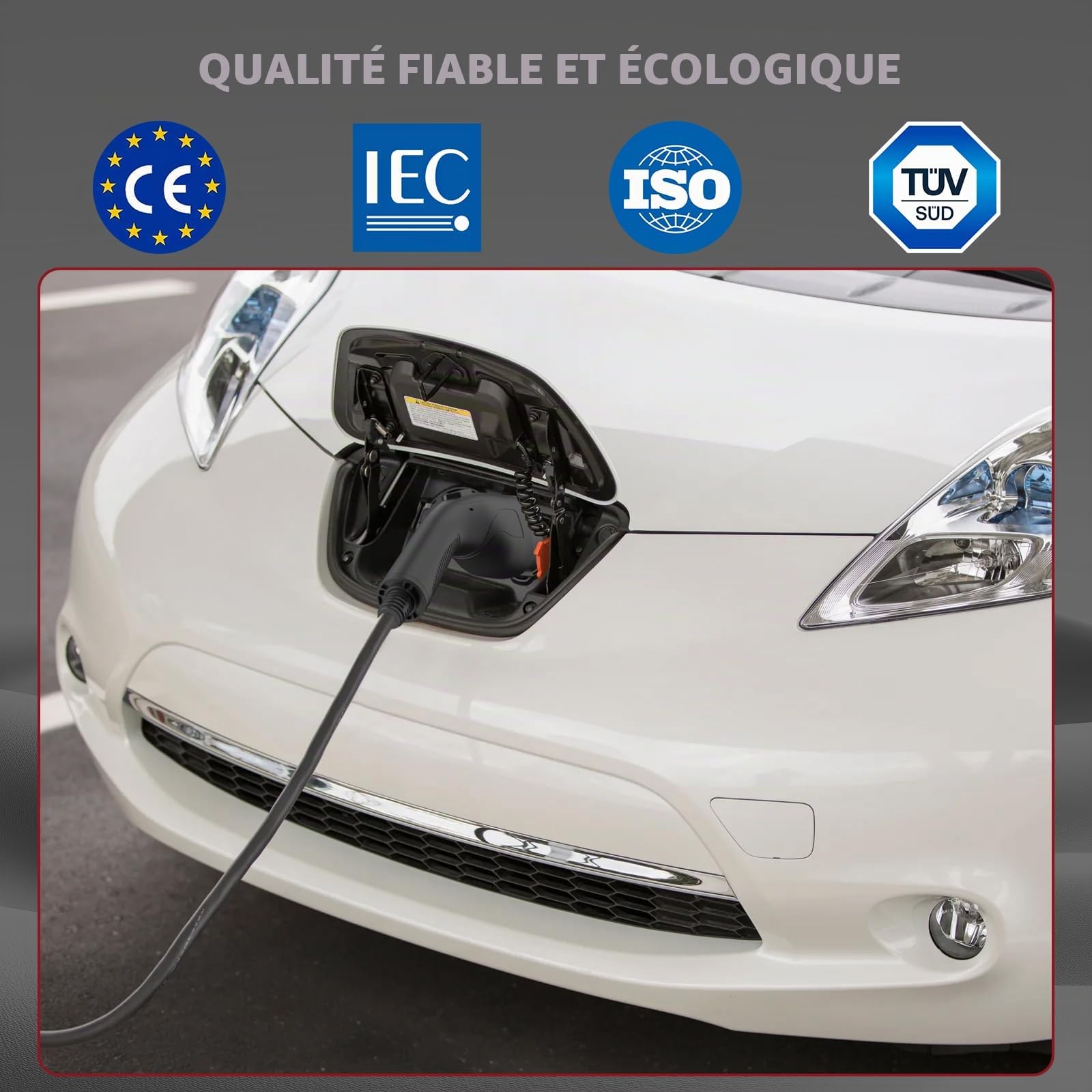 Câble de charge EV Type 2 vers Type 1 - 5 m, 7,2 kW / 32 A, mâle type 2 (IEC 62196) à prise type 1 (SAE J1772), adaptateur de charge pour véhicules électriques J1772, pour IONIQ 5/Bolt EV/EV6