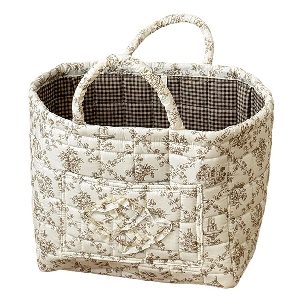 Hndhbfgrt Laundry Baskets Supplies Home Organizer Bag Floral Fabric Storage Basket Car Interior Underwear Sundries