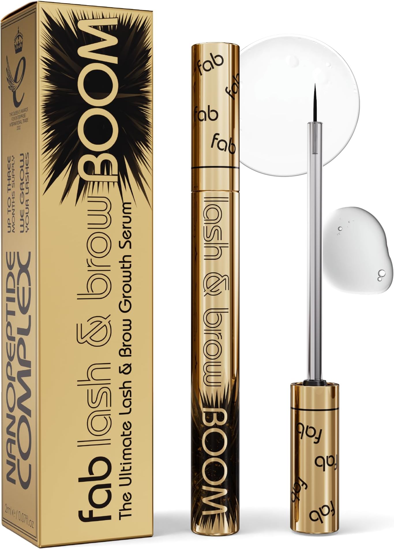 Fab Lash and Brow Boom - The Ultimate Lash and Brow Growth Serum - Lash Serum for Thicker, Longer & Fuller Lashes and Brows - Infused with Castor Oil, Biotin & Eyelash Primer for Healthy Hair Growth