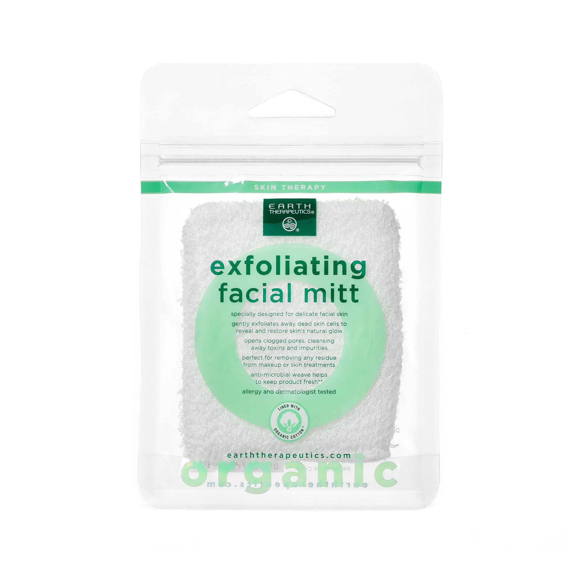 Earth Therapeutics Organic Cotton Exfoliating Facial Mitt