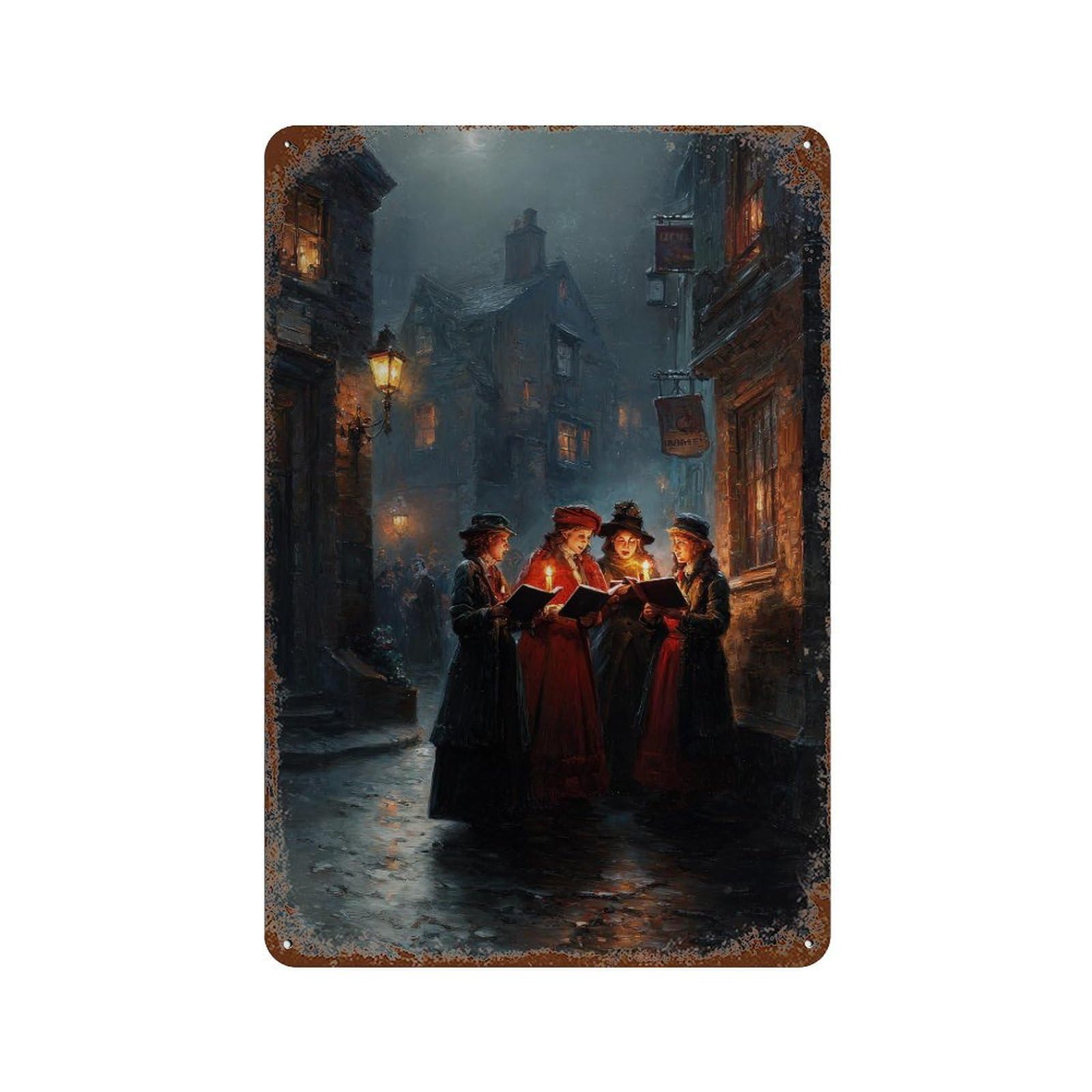 xiaoxiaoshen Victorian Carol Singers. Romantic Realism Wall Decor Art Metal Tin Poster Modern Home Decor Art Home Bar Shop Decorations Vintage Sign 30x20cm