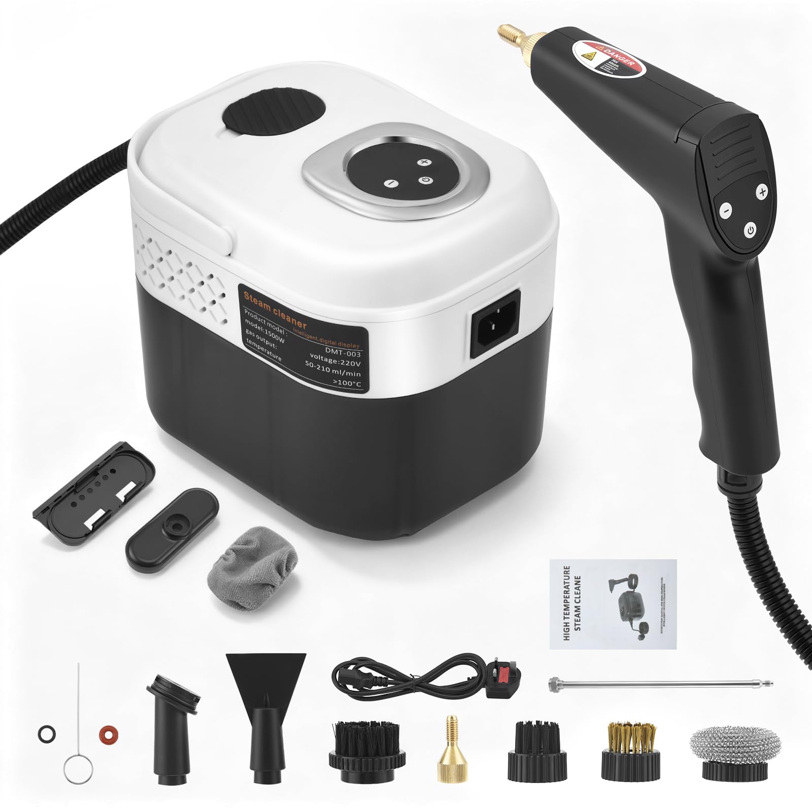 Nettoyer à Vapeur,2500W Nettoyeur Vapeur Professionnel avec 6 Réglages,1700ML Réservoir d'eau de Grande Capacité et 15 Accessoires, Salle de bain, Cuisine, Fenêtres, Voiture et Rideaux.