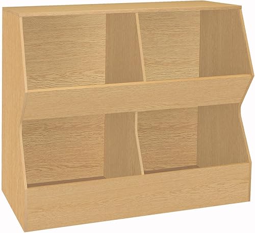 Miniatura 1 de DINZI LVJ Estantería para niños, organizador de almacenamiento de juguetes, armario de juguetes de madera, estantería para niños de 4 cubículos,