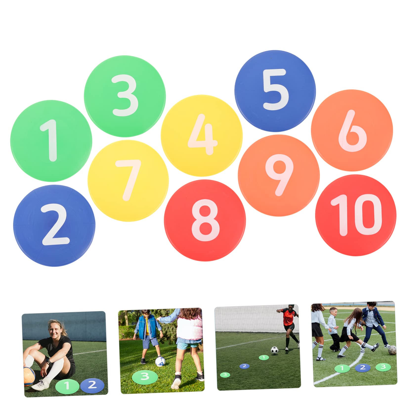 Abaodam 10Pcs Football Training Sign Discs Bright Color Exercising Markers for Soccer Basketball and Agility Drills Durable TPR Material for Long Term Use Random Color