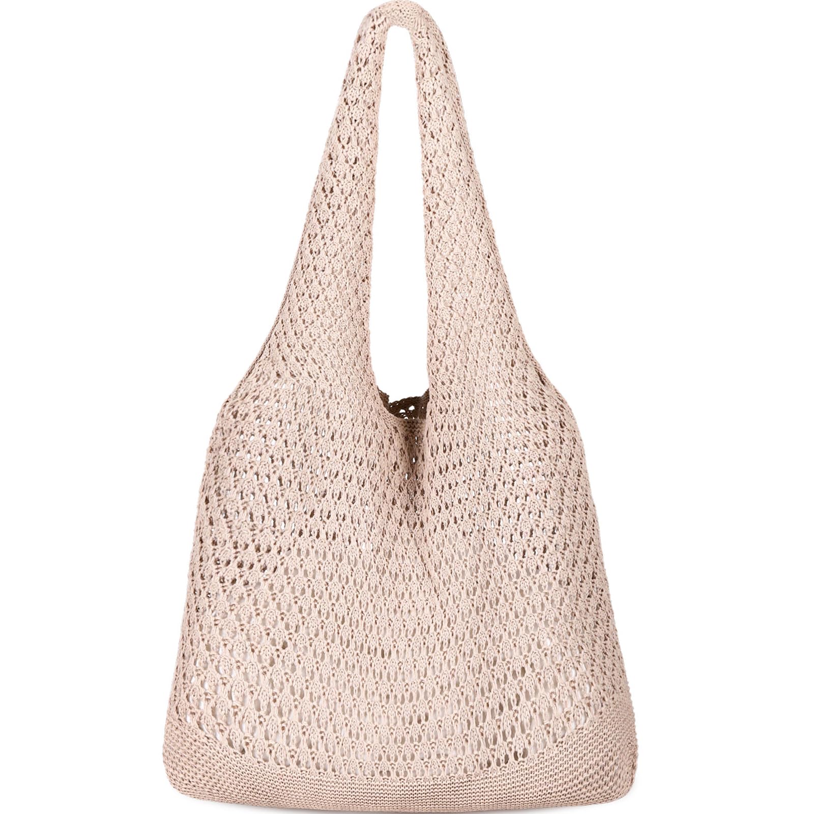WantGor Crochet Bags, Beach Mesh Tote Bag Womens Shoulder Shopping Handbag Casual Travel Totes Bag Foldable Hobo Bags