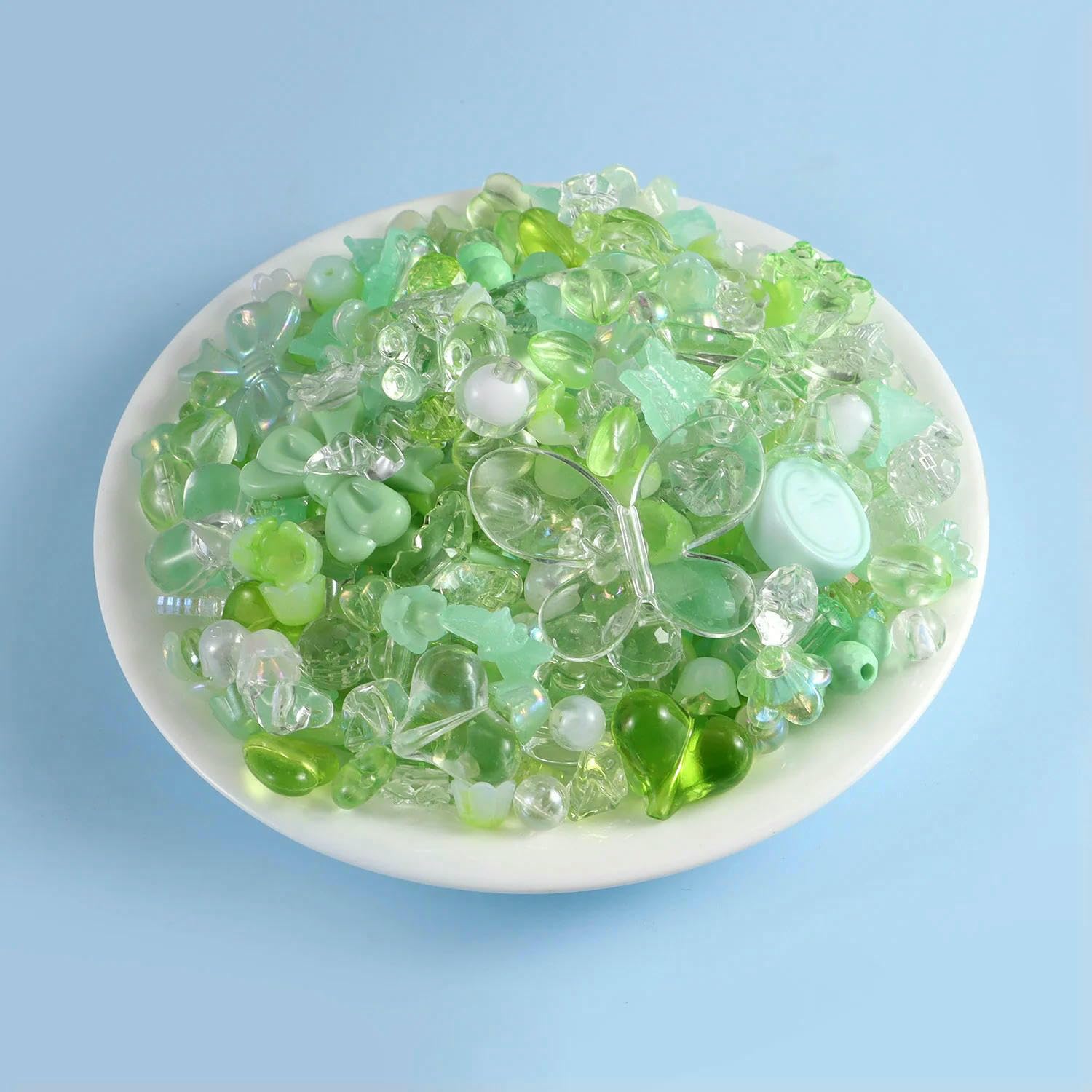 1 bolsa de cuentas acrílicas de colores caramelo de estilo mixto para hacer pulseras hechas a mano, accesorios para cadena de teléfono, color verde, 500 g