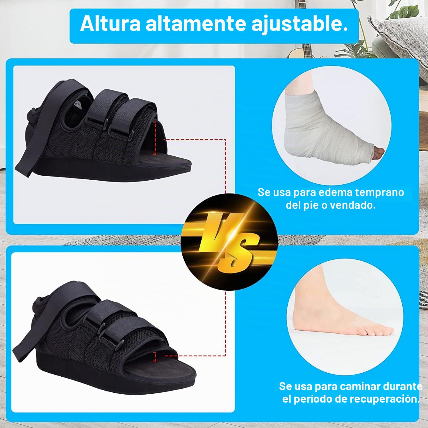 Zapato de recuperación de Post Op para caminar médico ajustable en el antepié y descargue el zapato curativo para postcirugía o soporte de operación pie roto juanetes de cirugía de dedo gordo roto (L)
