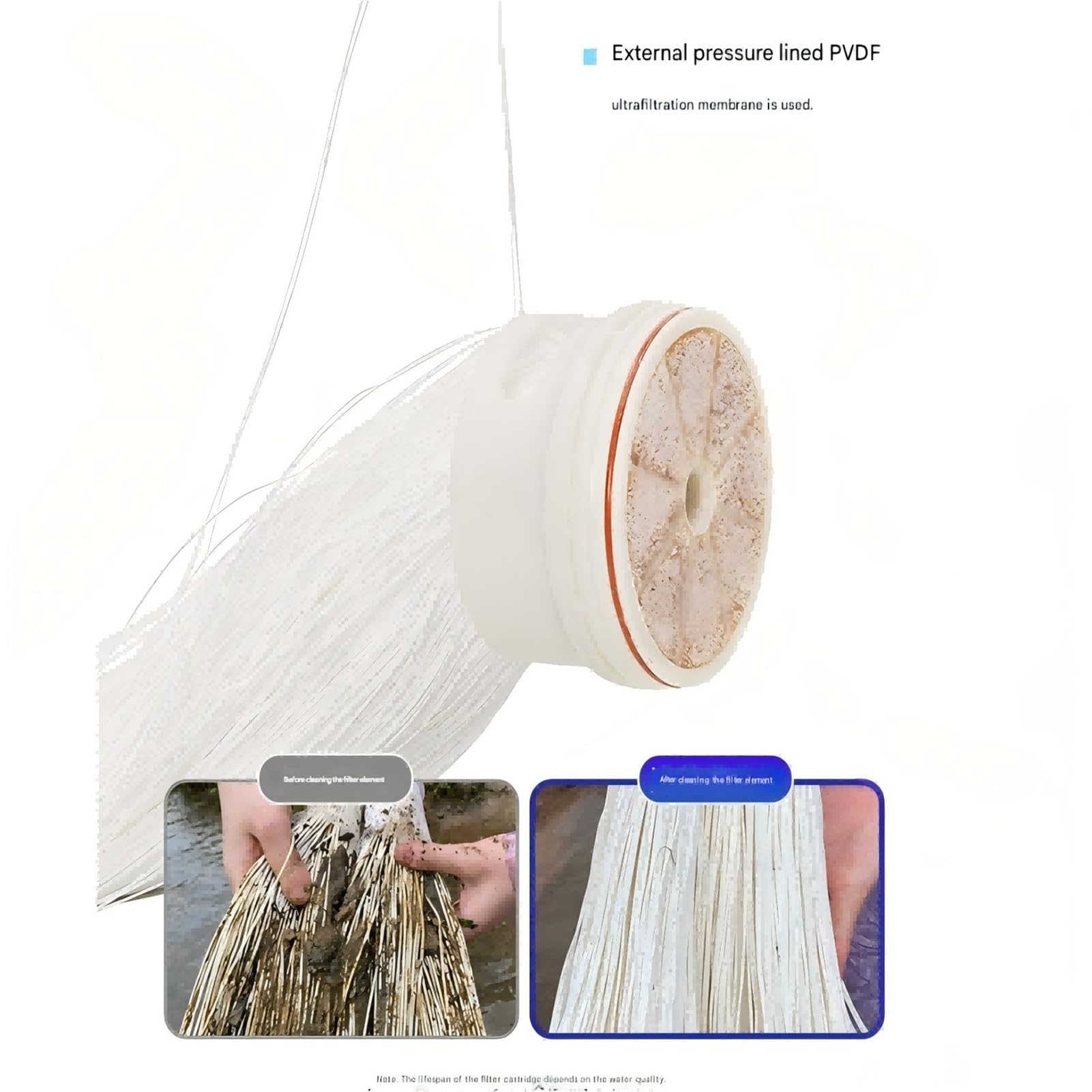 Membrana reutilizable lavable de PVDF del filtro acero inoxidable flujo los 0.01μm purificador 2000L agua uF toda la casa alto en el sabor del agua. Fácil instalación
