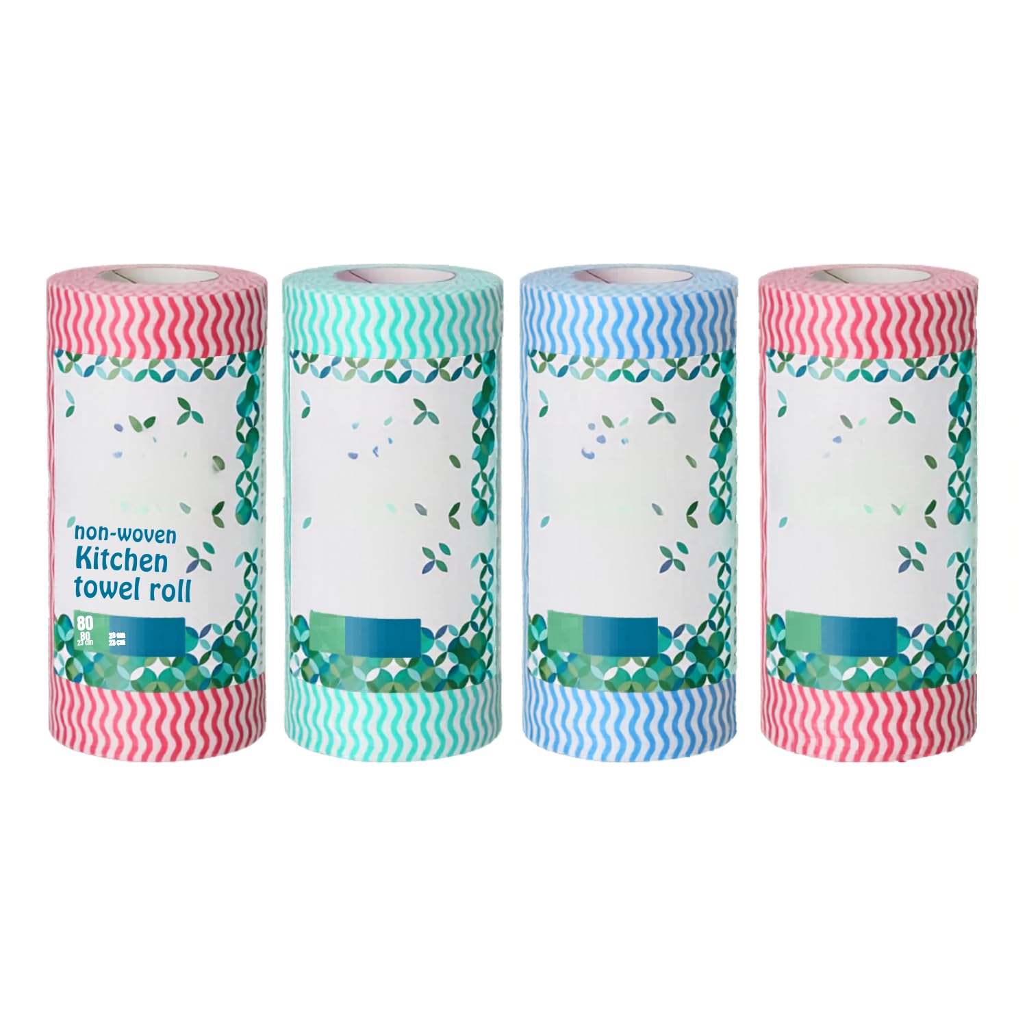Non-Woven Kitchen Towel Roll, 80 Pulls per Roll, 23 x 21 cm, Wavy Pattern, Washable & Reusable Cleaning Towels, Highly Absorbent Kitchen Wipes for Cleaning, Drying & Daily Use (4Pcs-Multicolor)-image-34