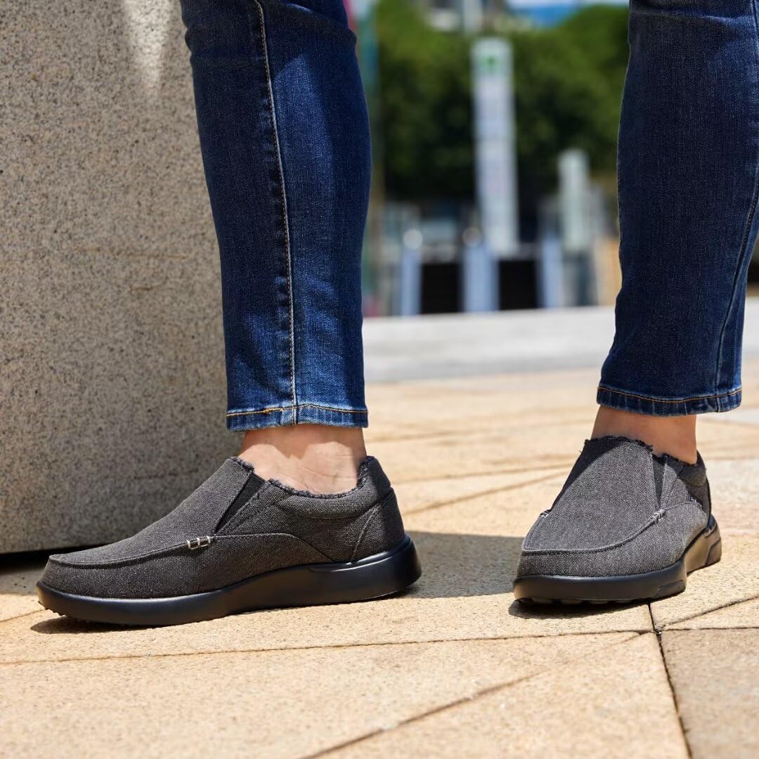 OrthoComfoot Men's Orthopedic Comfortable Slip-On Shoes with Arch Support, Orthotic Loafers for Plantar Fasciitis, Canvas Leisure Vintage Flat Walking Shoes for Foot and Heel Pain Relief - Image 3