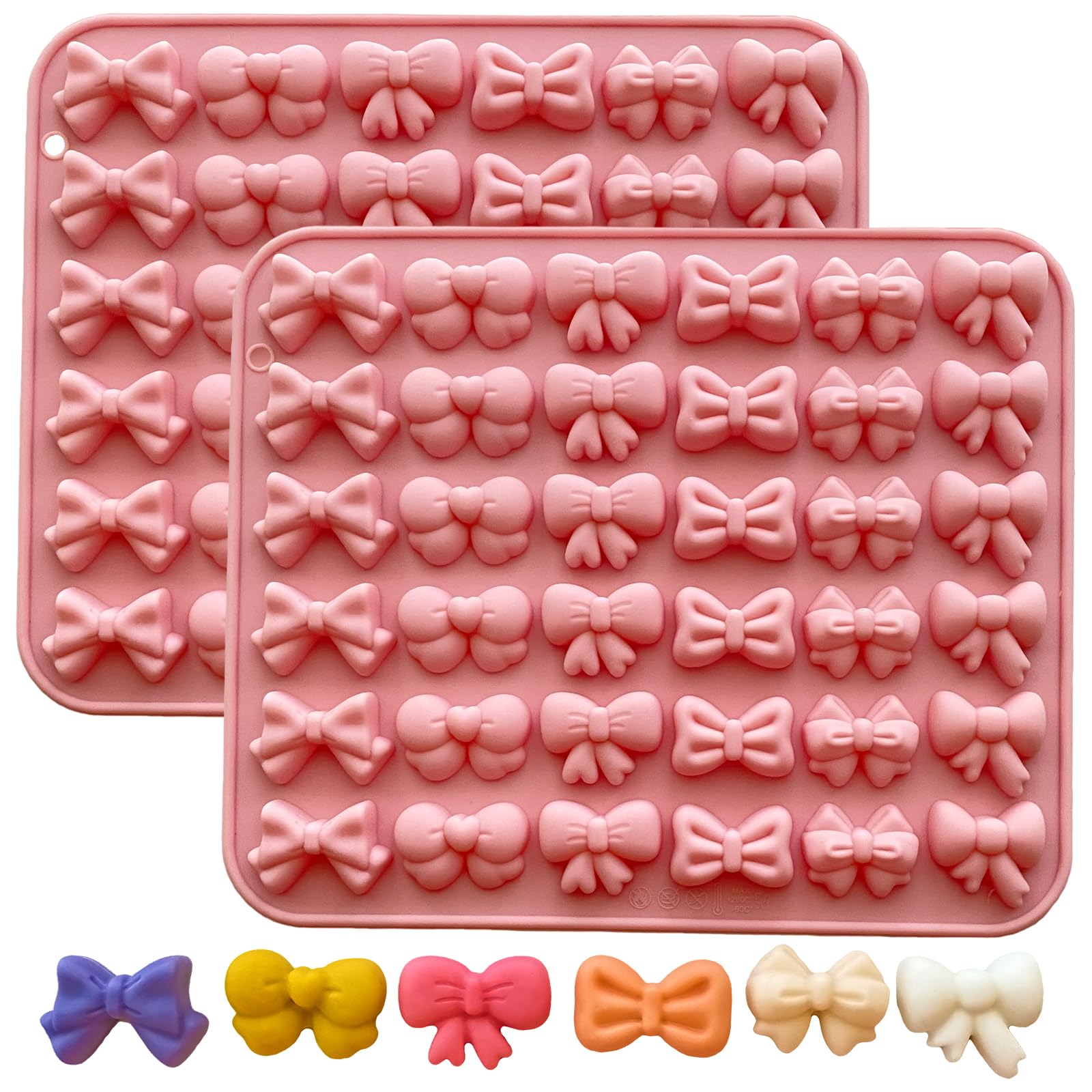2PCS Silicone Mini Bow Molds for Chocolate - 6 Shapes Butterfly Tie Candy Mold Edible for Gummy Cake Pops Ice Jelly Cookie Cupcake Decorating