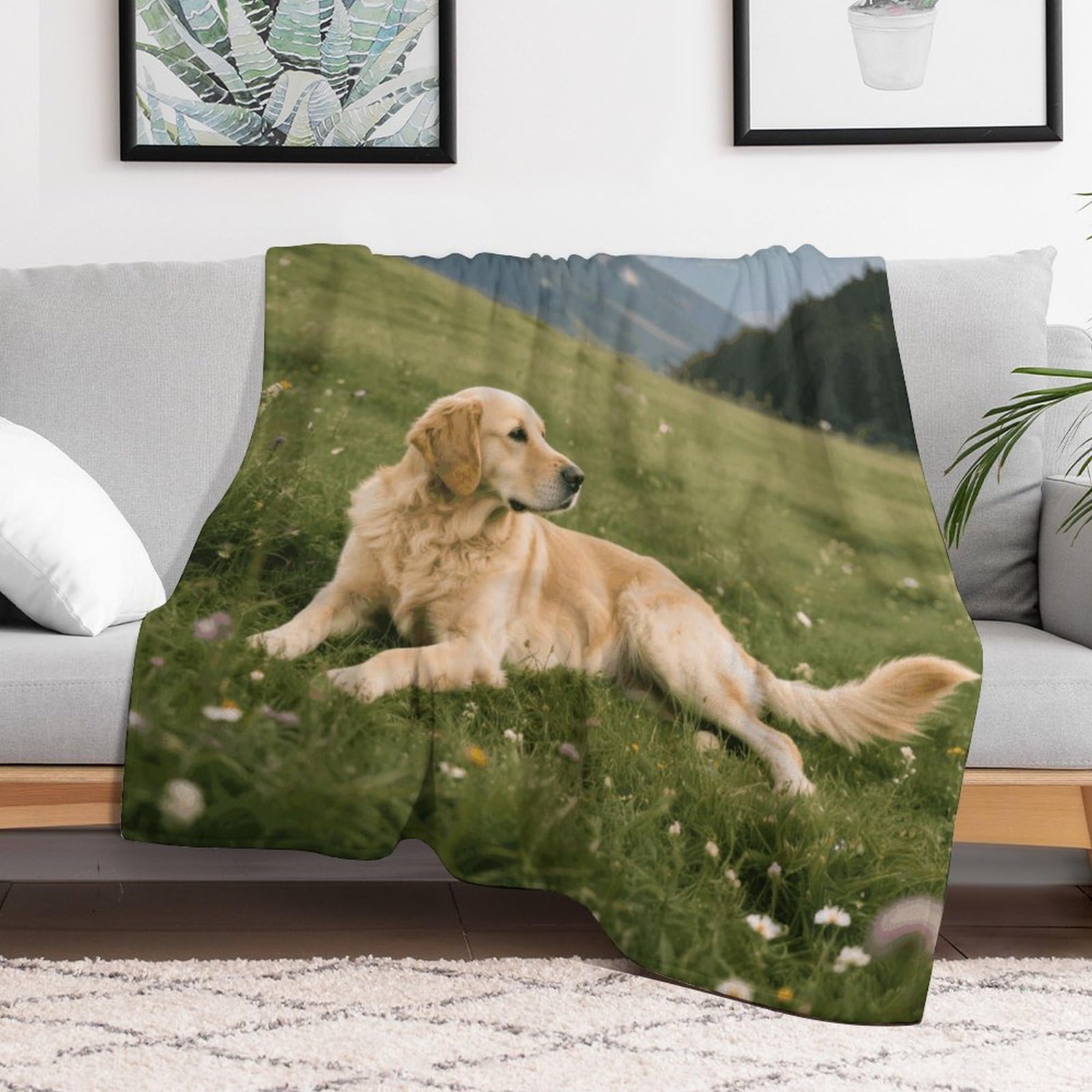 Couverture flanelle lit de ferme douce en polaire supérieure motif chien de prairie