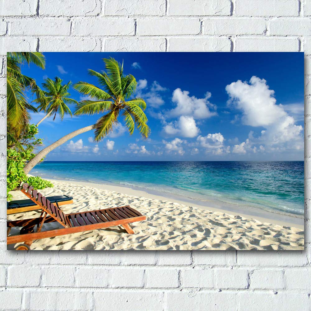 Beach Horizon Palm Tree Sand Sea Sky Tropics Landscape Wall Art