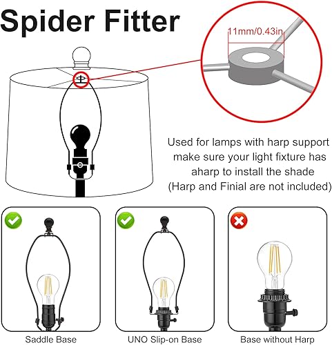 Miniatura 5 de Juego de 2 pantallas de lámpara negras grandes de 11 x 13 x 10 pulgadas, pantalla de tambor para lámparas de mesa, lámpara de pie, pantalla de